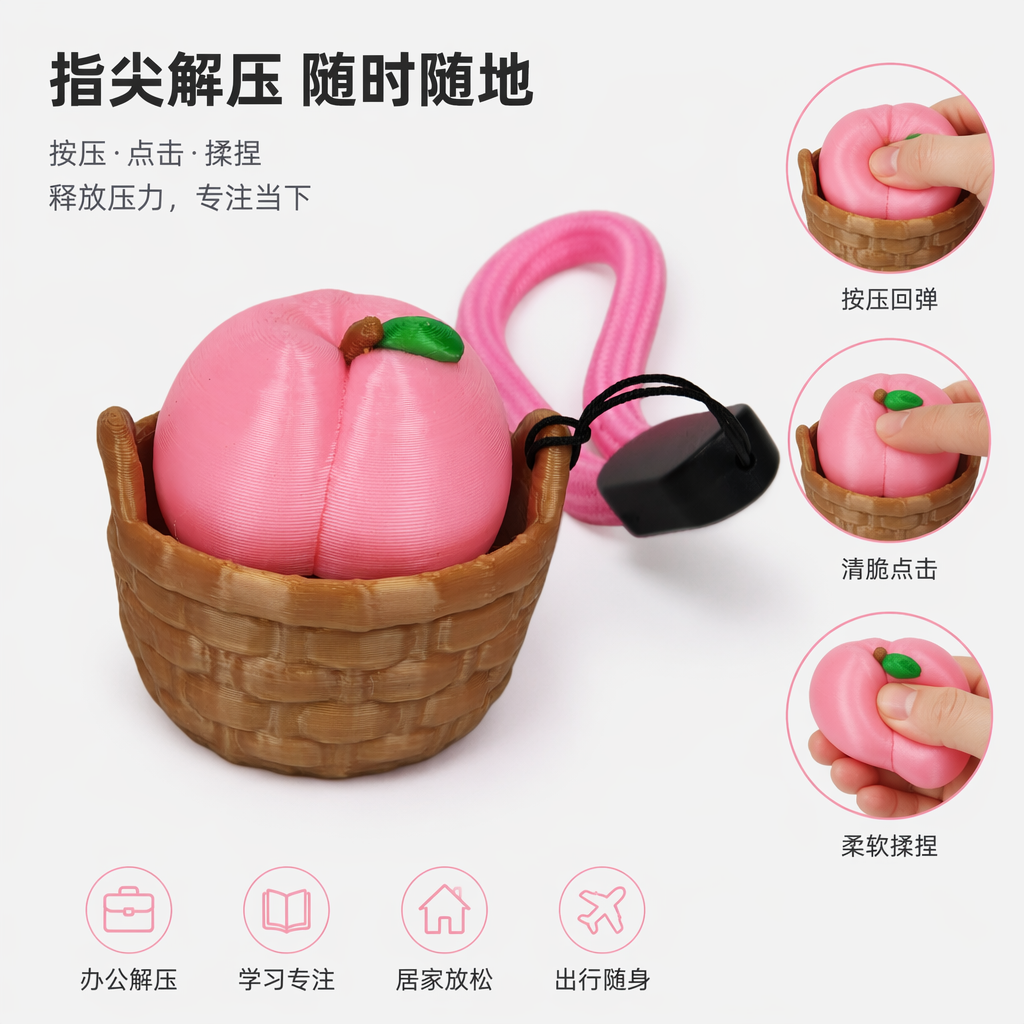 3D打印玩具按键桃子