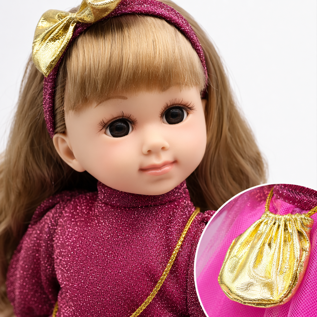Pink dress doll, a cute plush toy for a girl's birthday party decoration Application Scenario