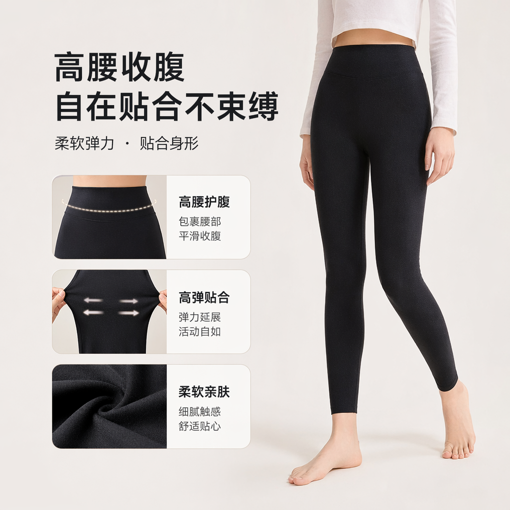 黑色高弹力紧身裤女显瘦修身百搭运动休闲长裤