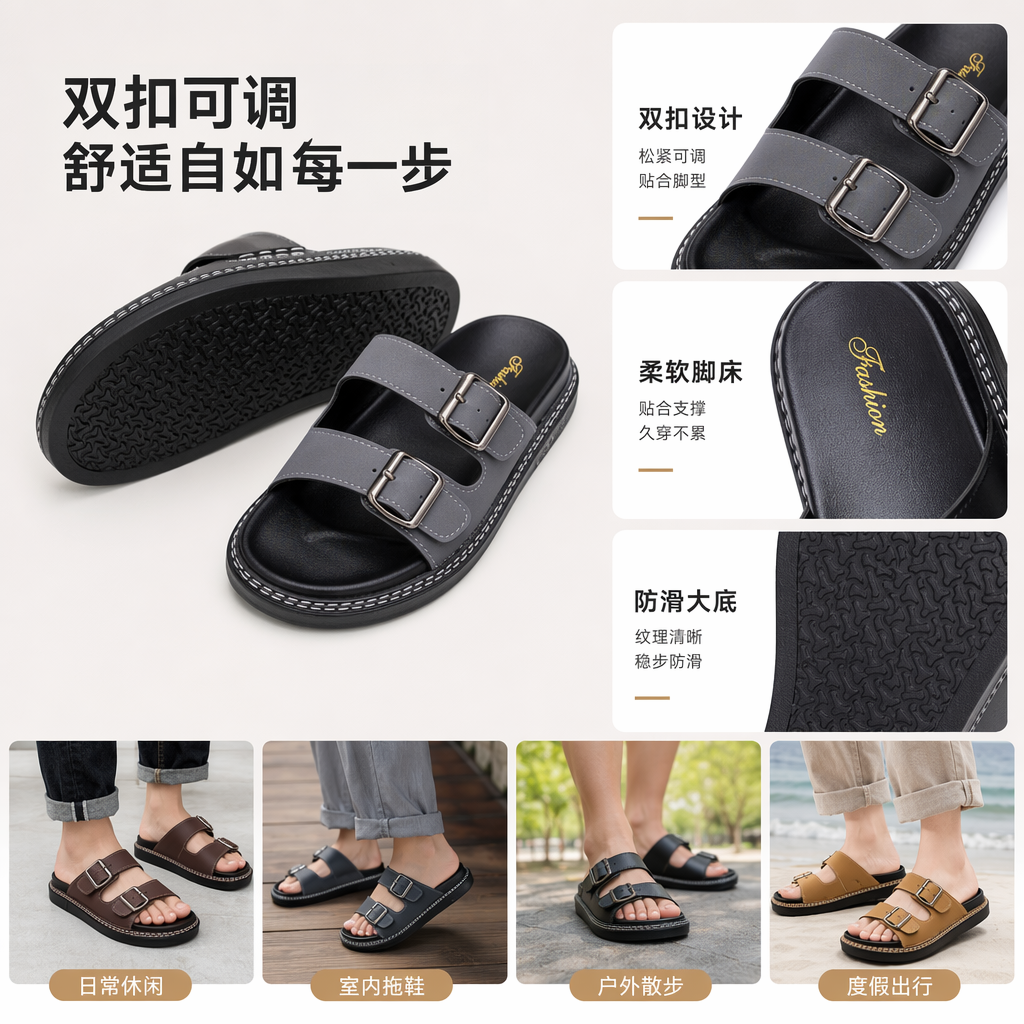男式夏季沙滩溯溪凉拖越南拖图