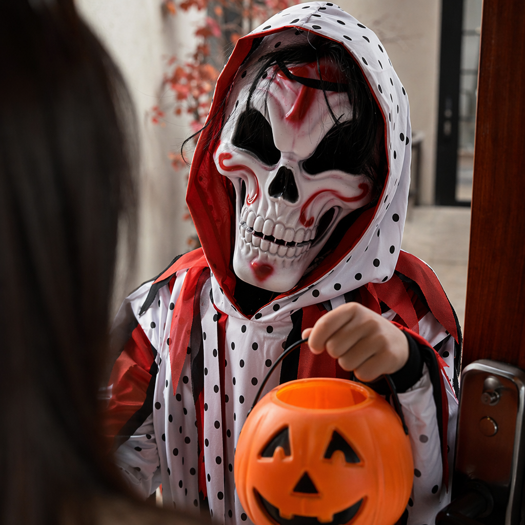 White skull mask Halloween party decoration props cosplay performance supplies details Picture