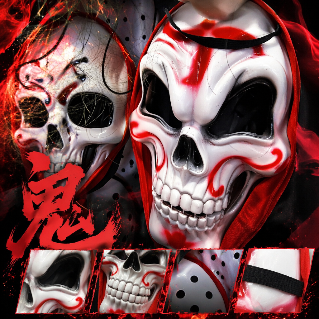 White skull mask Halloween party decoration props cosplay performance supplies Specification image