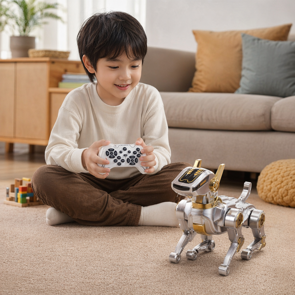 Silver mechanical hunting dog toy remote-controlled transformable alloy model details Picture