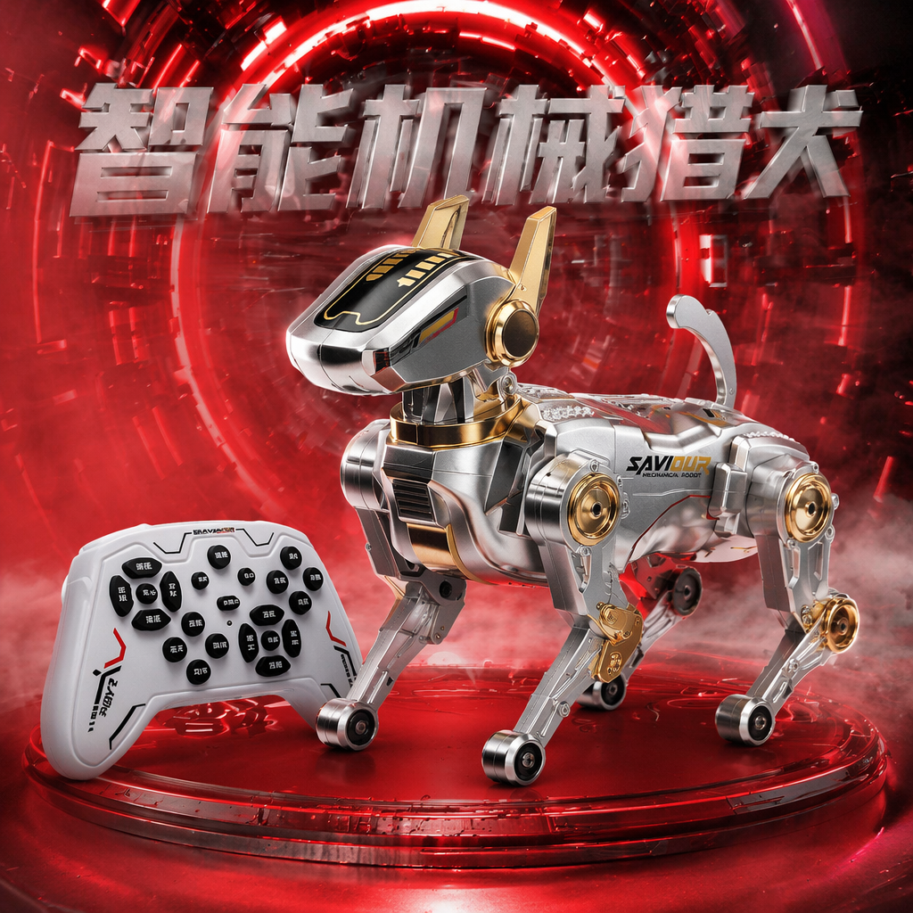 Silver mechanical hunting dog toy remote-controlled transformable alloy model Specification image
