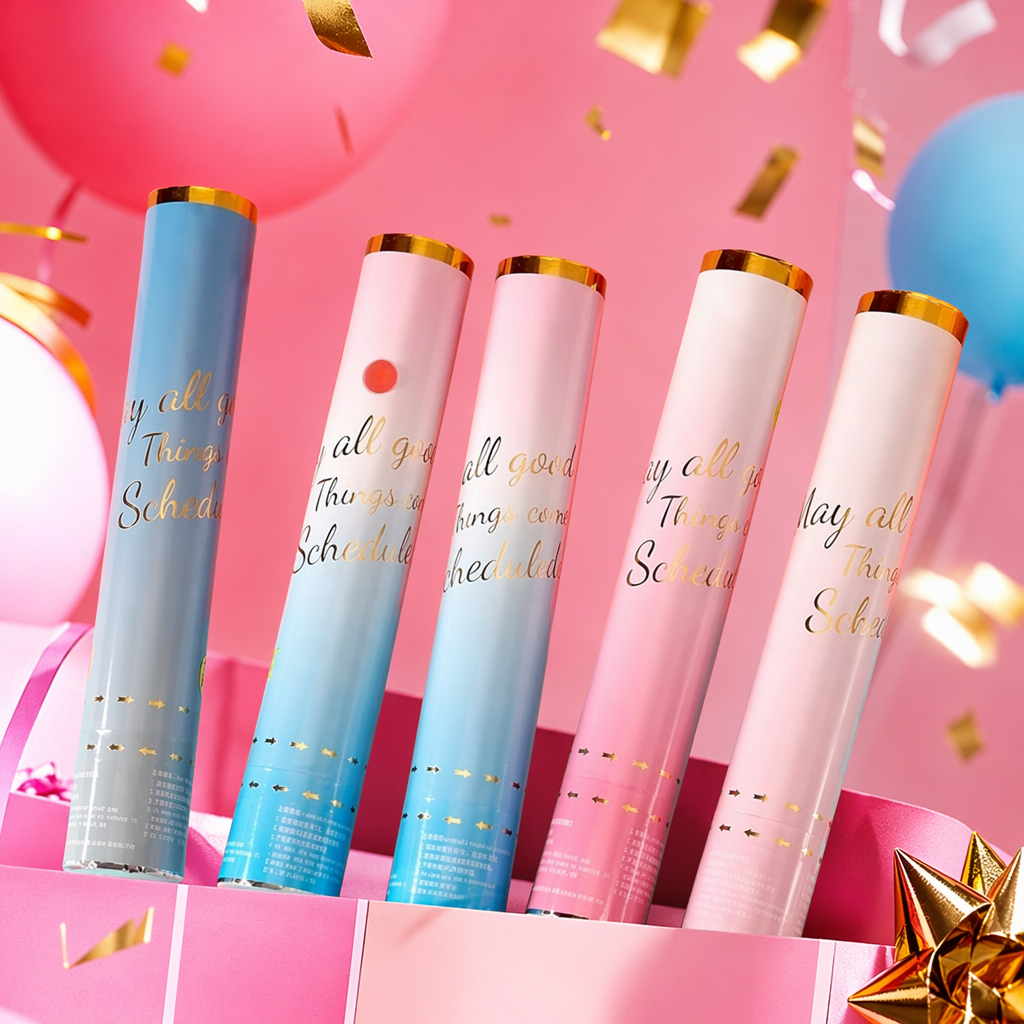 Colorful firework tubes are used as decorative props for festive celebration parties to create a joyous atmosphere Specification image