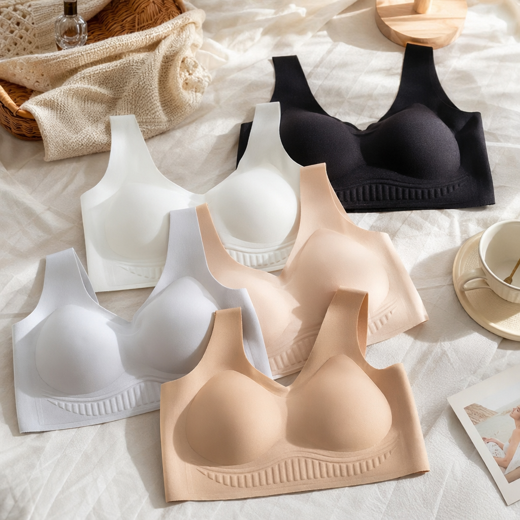 Multi-color, frameless bra: comfortable, breathable, and adjustable women's underwear details Picture
