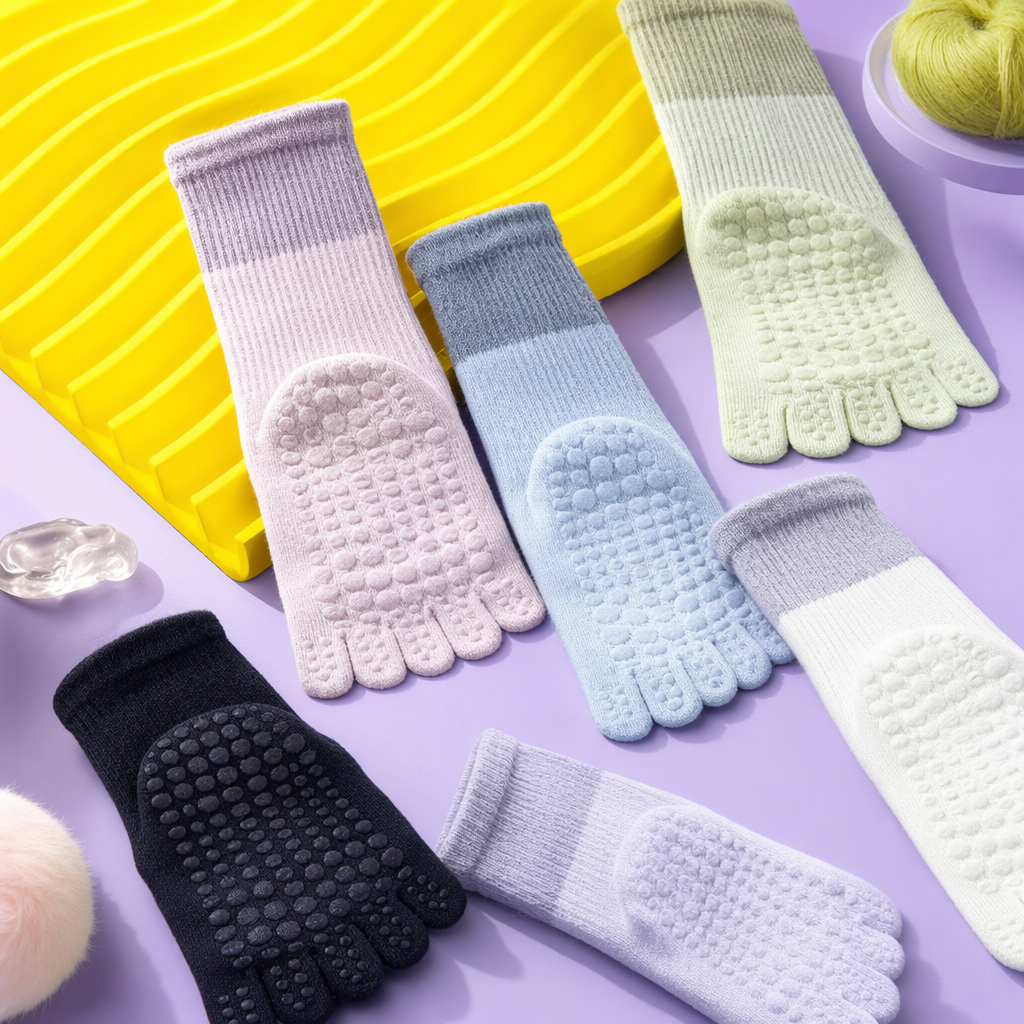 Colorful toe-separating anti-slip socks, unisex pure cotton breathable sports and casual socks Specification image