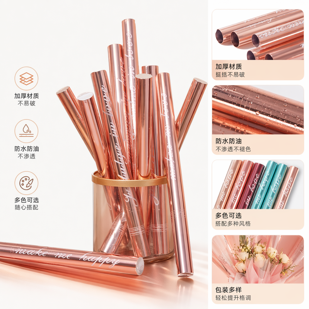 玫瑰金青蓝色酒红色礼花筒透明玻璃杯插花藤编篮干花装饰图
