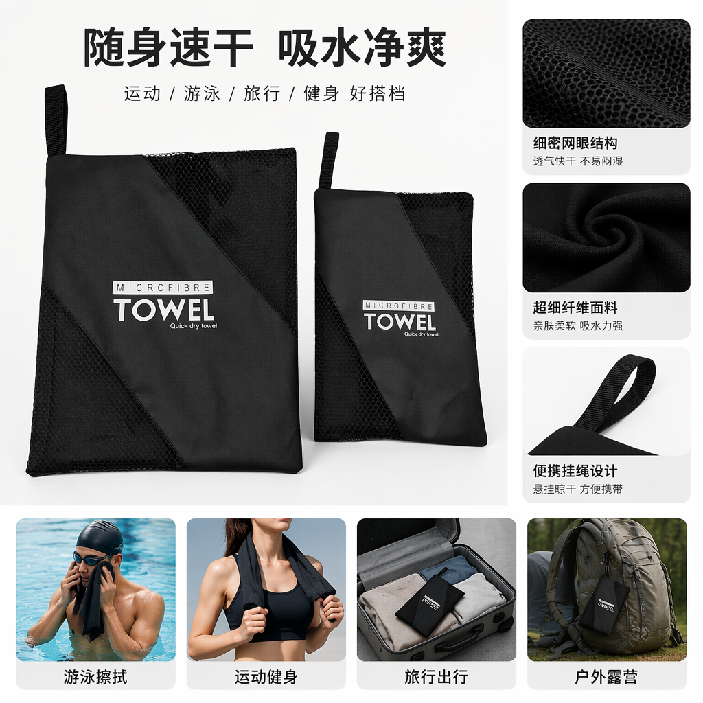 Portable dust-proof storage bag for black microfiber towels
