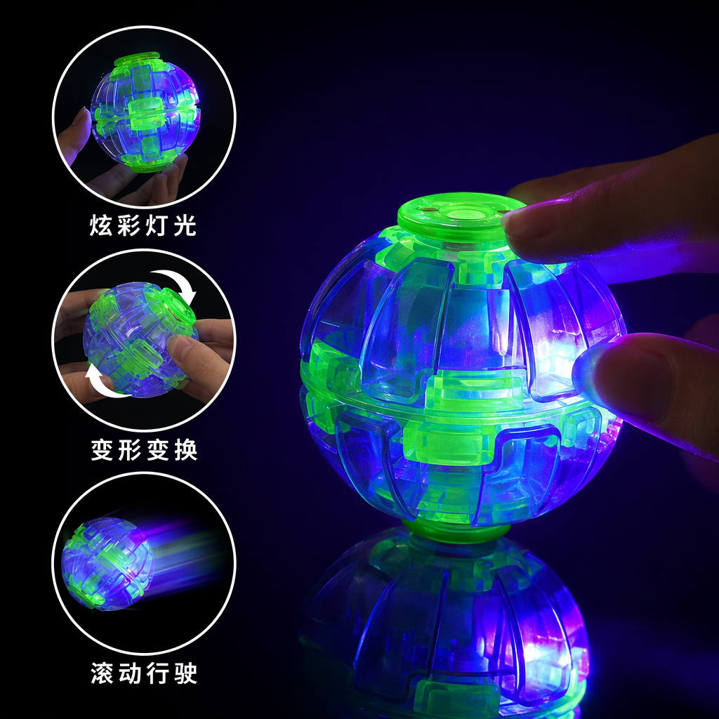 发光绿色球体玩具儿童益智夜光弹力球