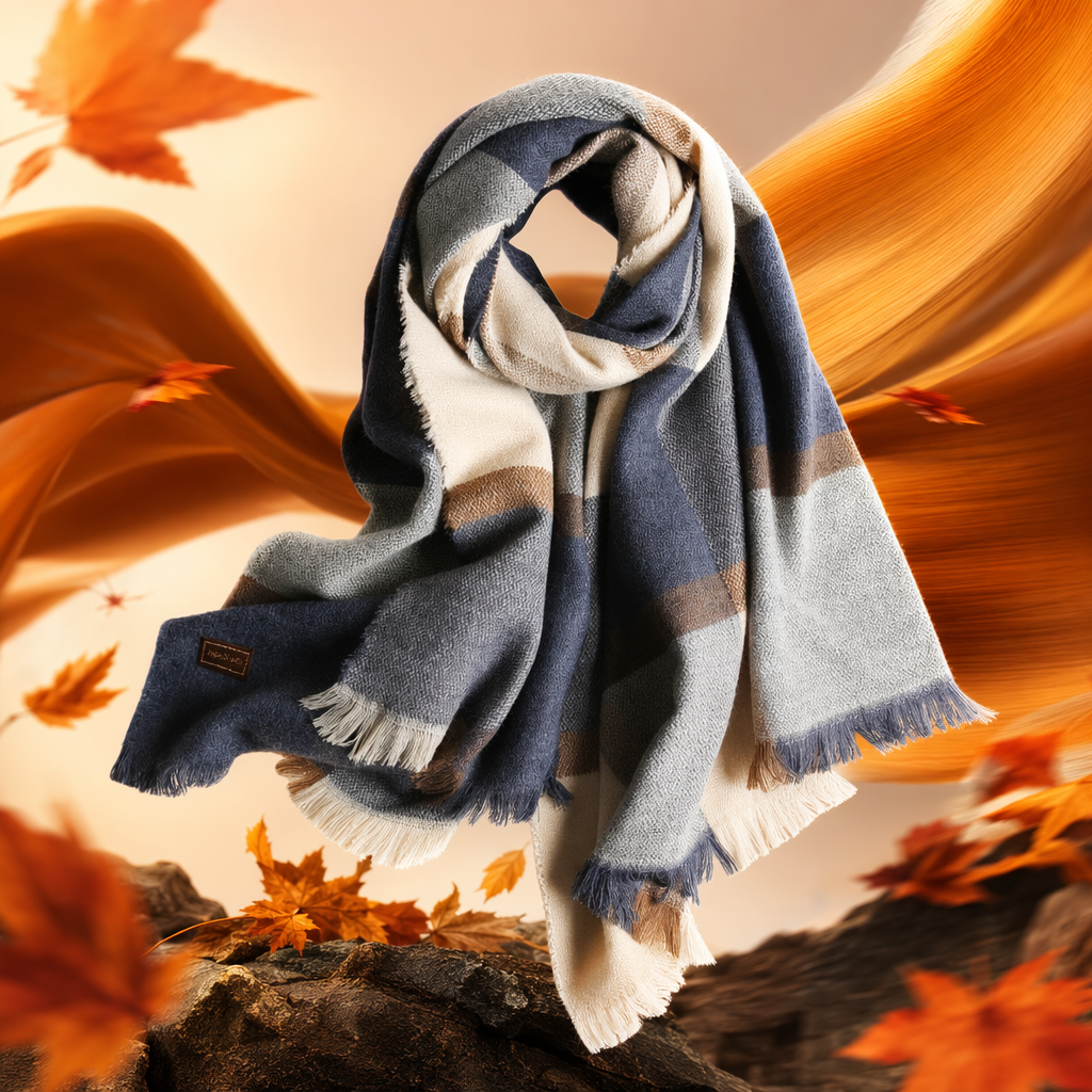 This checkered scarf is made of pure cotton and cashmere blend for both men and women, providing warmth in autumn and winter. It is fashionable and versatile Specification image