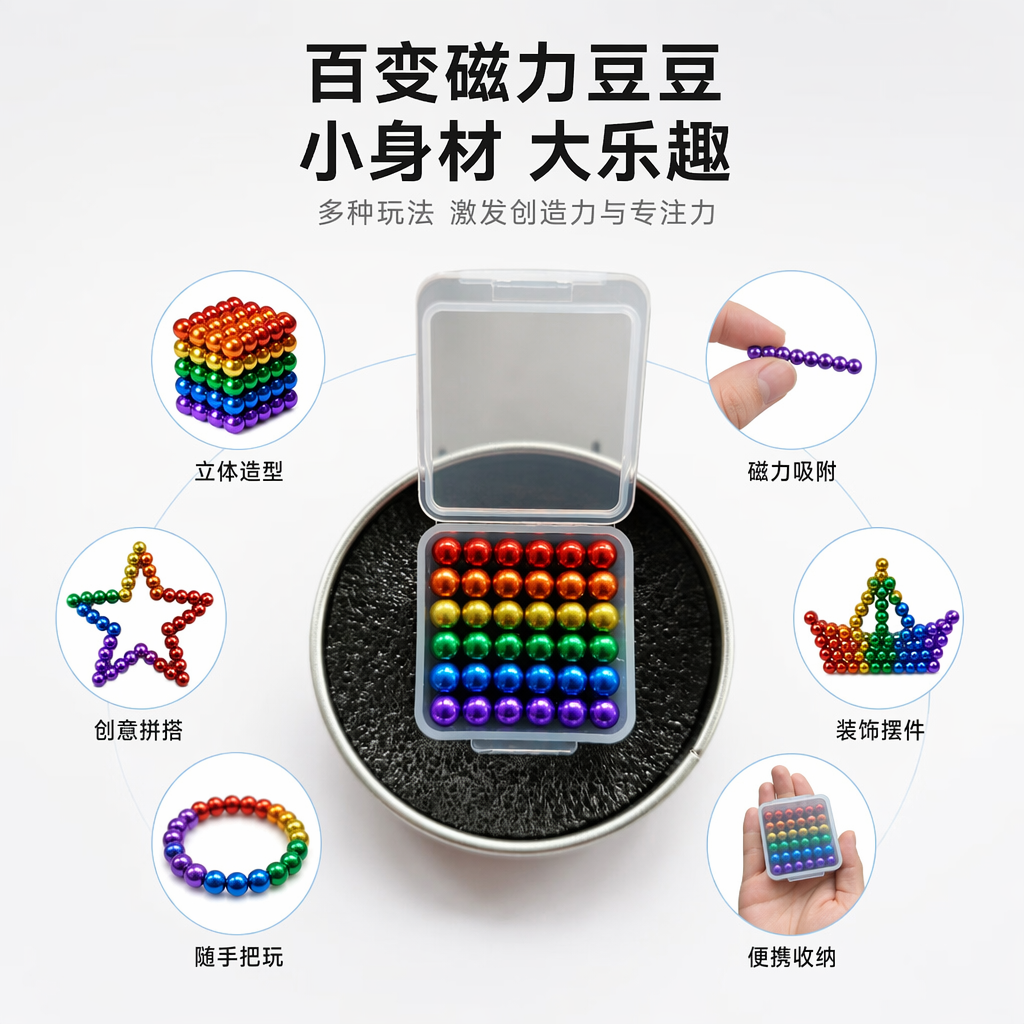 彩虹磁力球儿童益智玩具安全强磁性创意拼搭套装