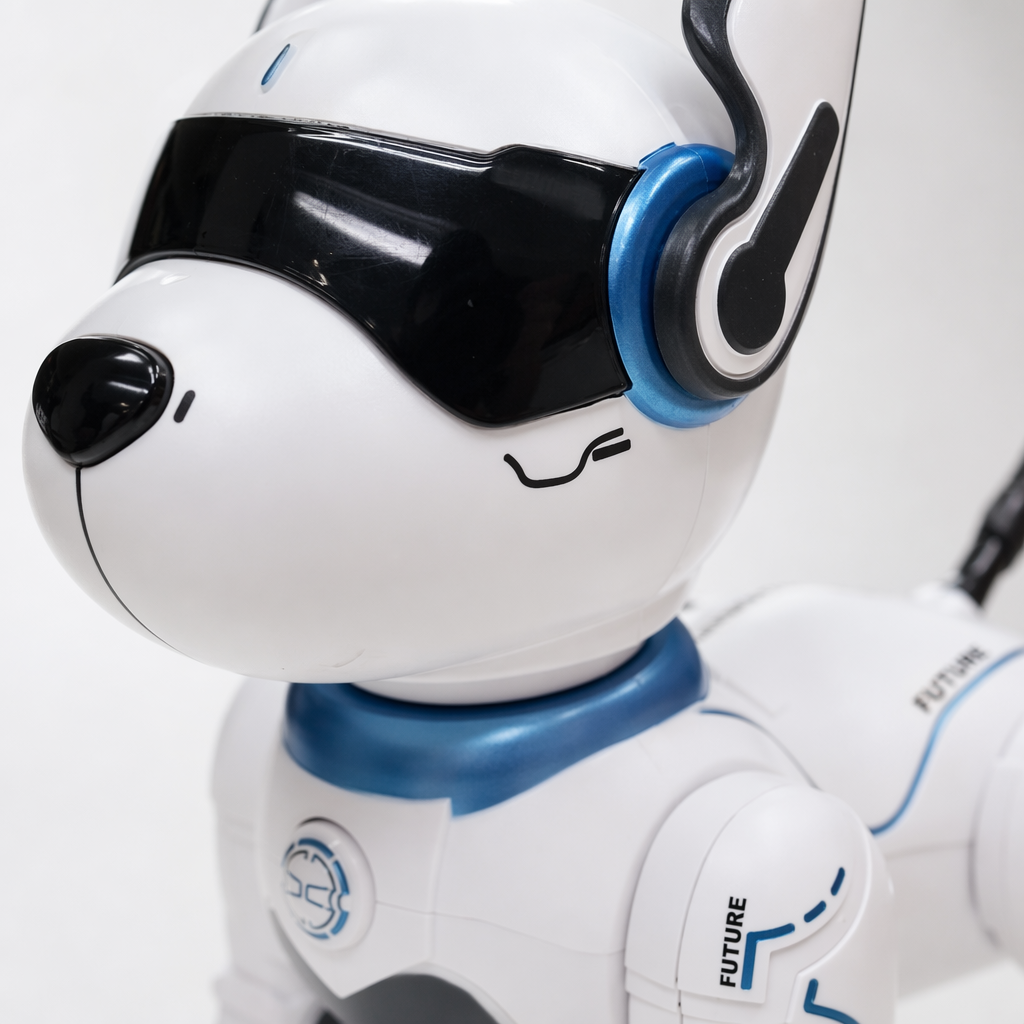 White robot dog, intelligent interactive pet toy, programmable remote control bionic mechanical dog Application Scenario