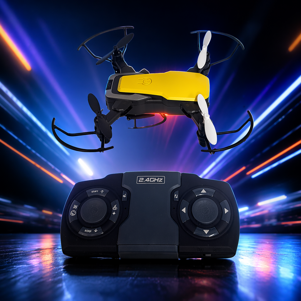 A high-definition and stable remote-controlled aerial vehicle with a yellow and black color scheme Specification image