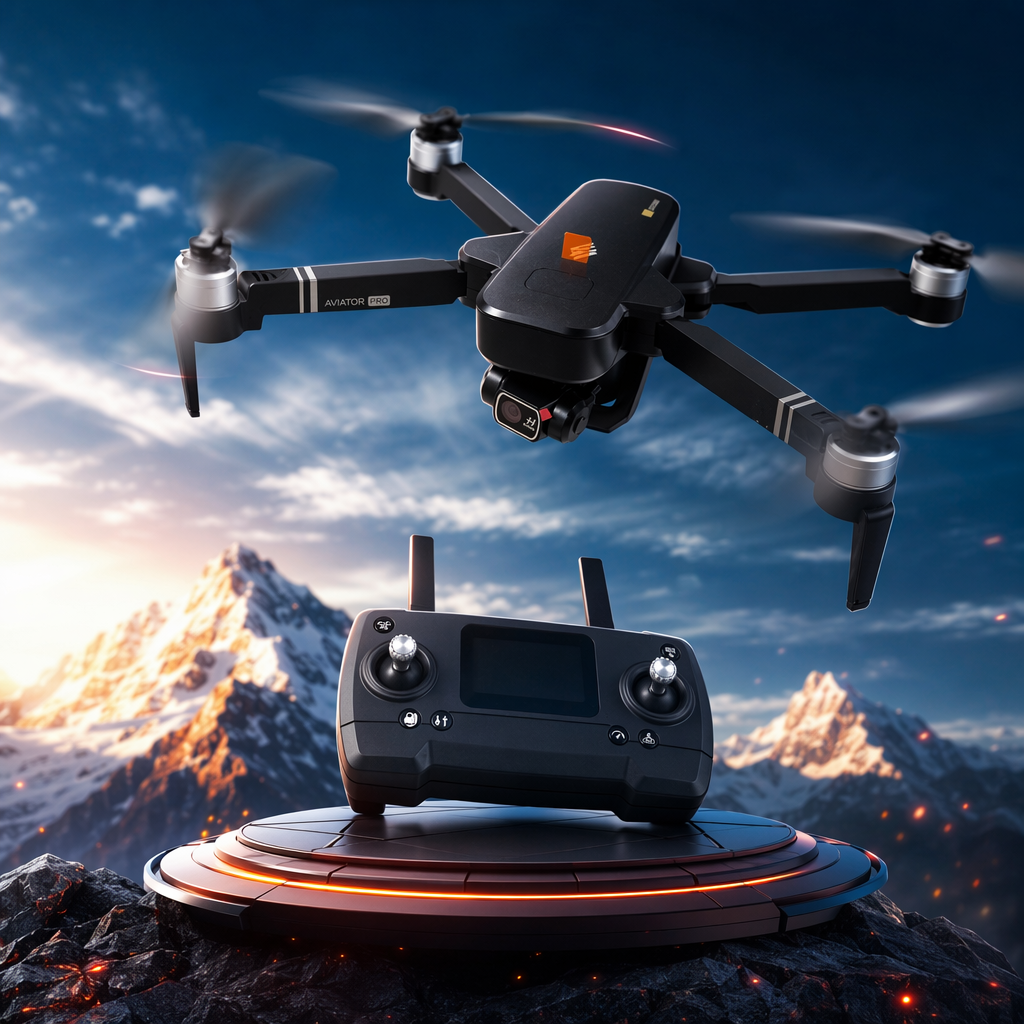 Black drone and remote control aerial photography stabilizer, high-definition camera, foldable and portable Specification image