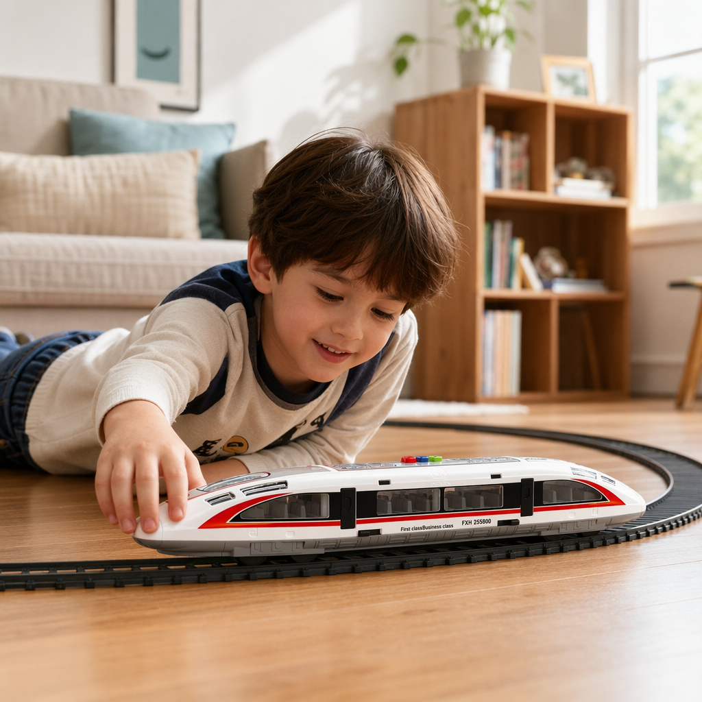 White high-speed train model, finely painted metal material, 30-centimeter collectible details Picture