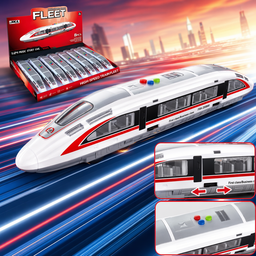 White high-speed train model, finely painted metal material, 30-centimeter collectible Specification image