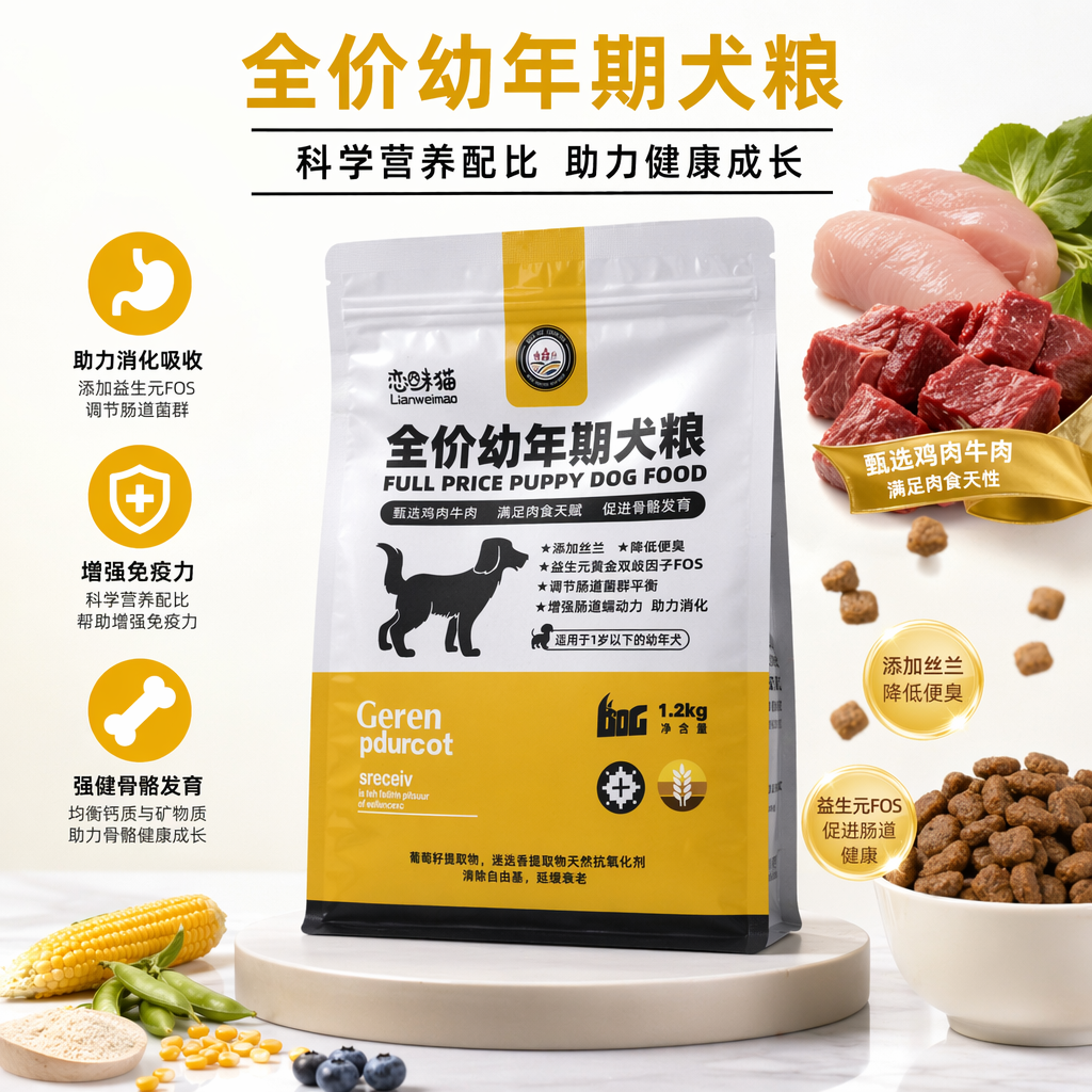 白色包装袋狗粮宠物专用天然配方干粮