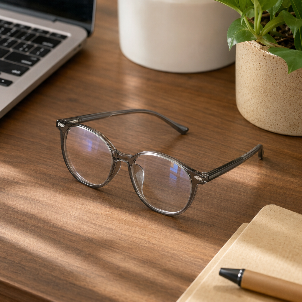 The black transparent two-tone frame glasses are fashionable, light and comfortable to wear details Picture