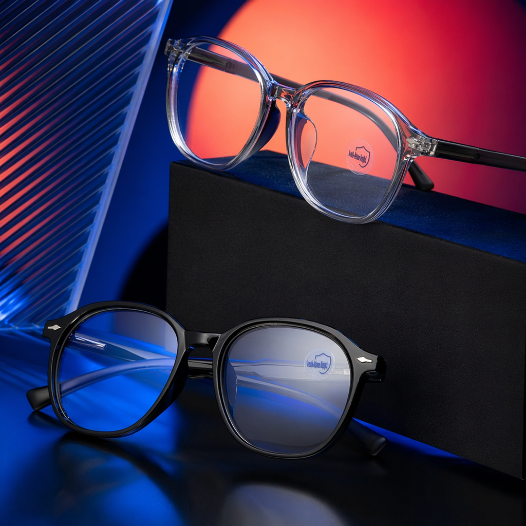 The black transparent two-tone frame glasses are fashionable, light and comfortable to wear Specification image
