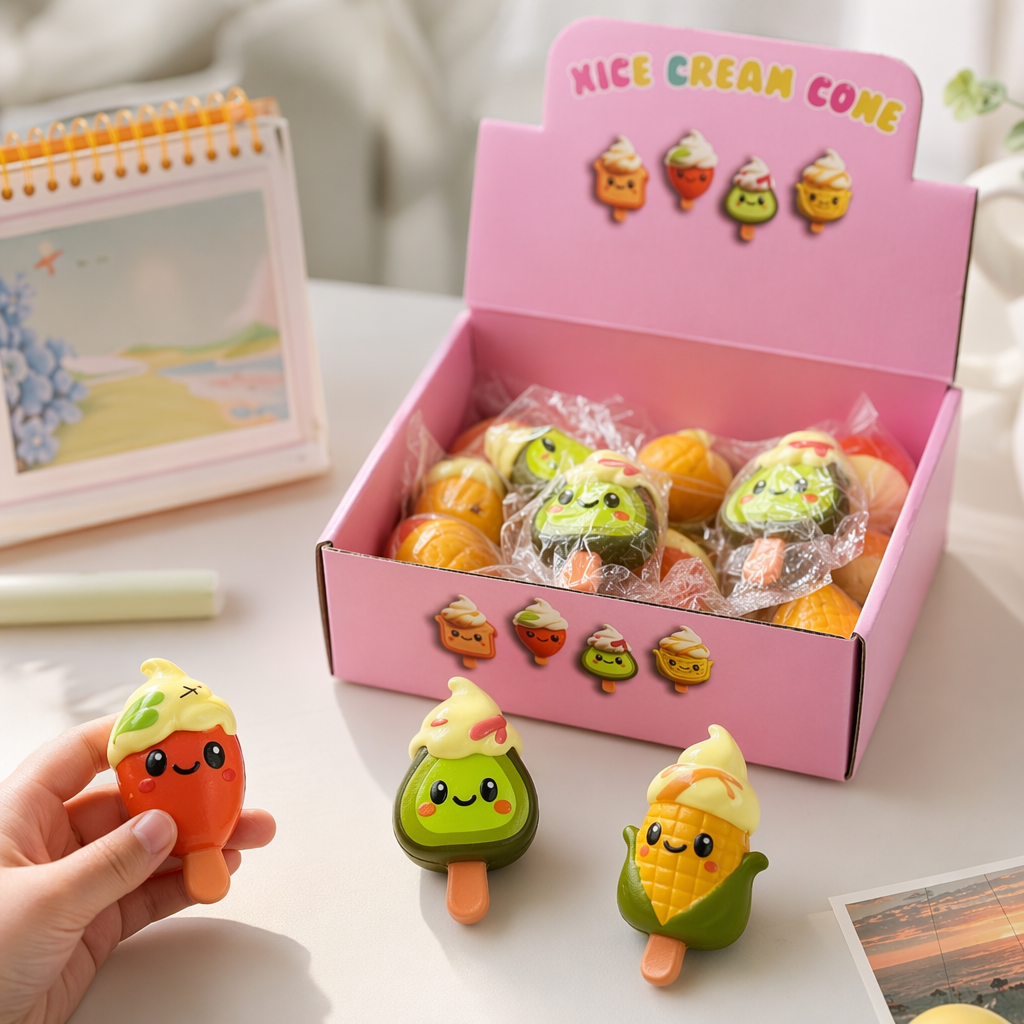 Pink ice cream shaped toy display box details Picture