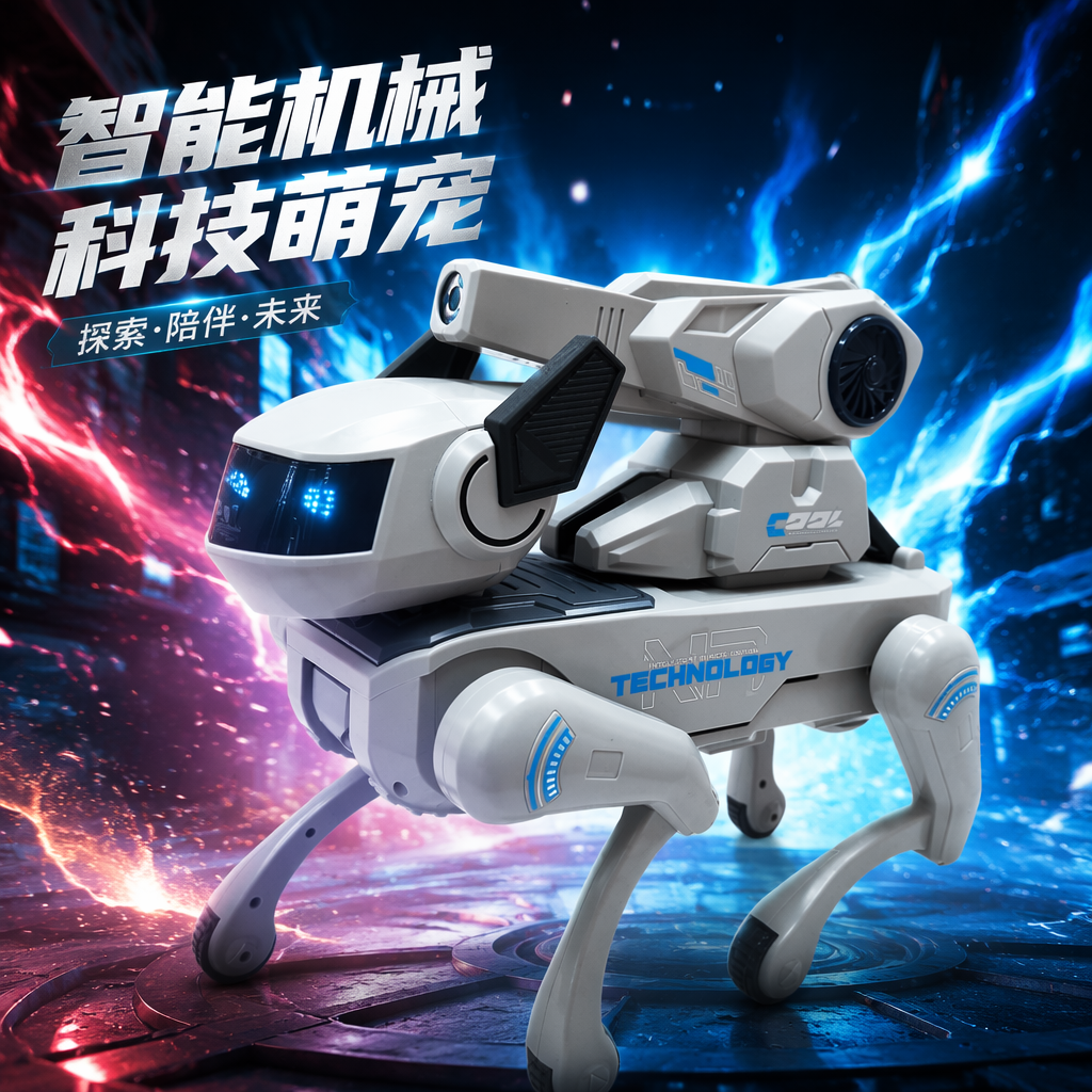 Grayish-white robot dog intelligent interactive pet toy with programmable remote control Specification image