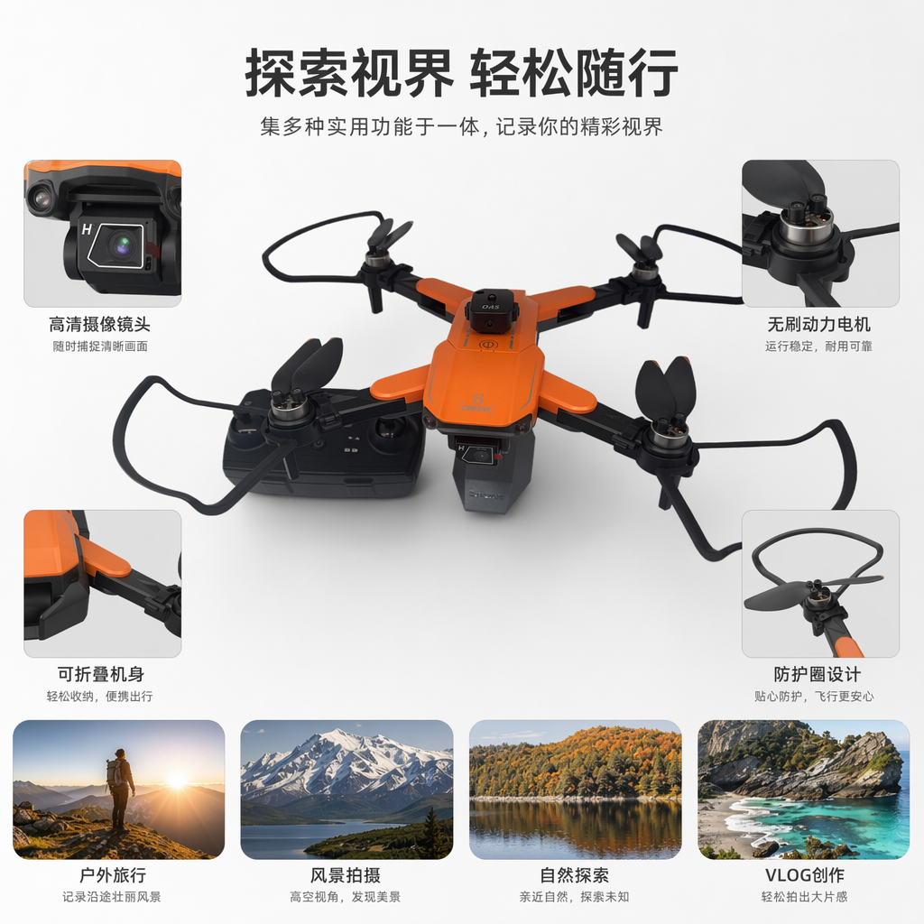 Orange drone aerial photography remote control aircraft high-definition camera stabilizer