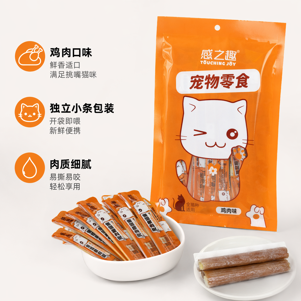 橙色包装袋宠物零食鸡肉干狗狗猫猫磨牙零食