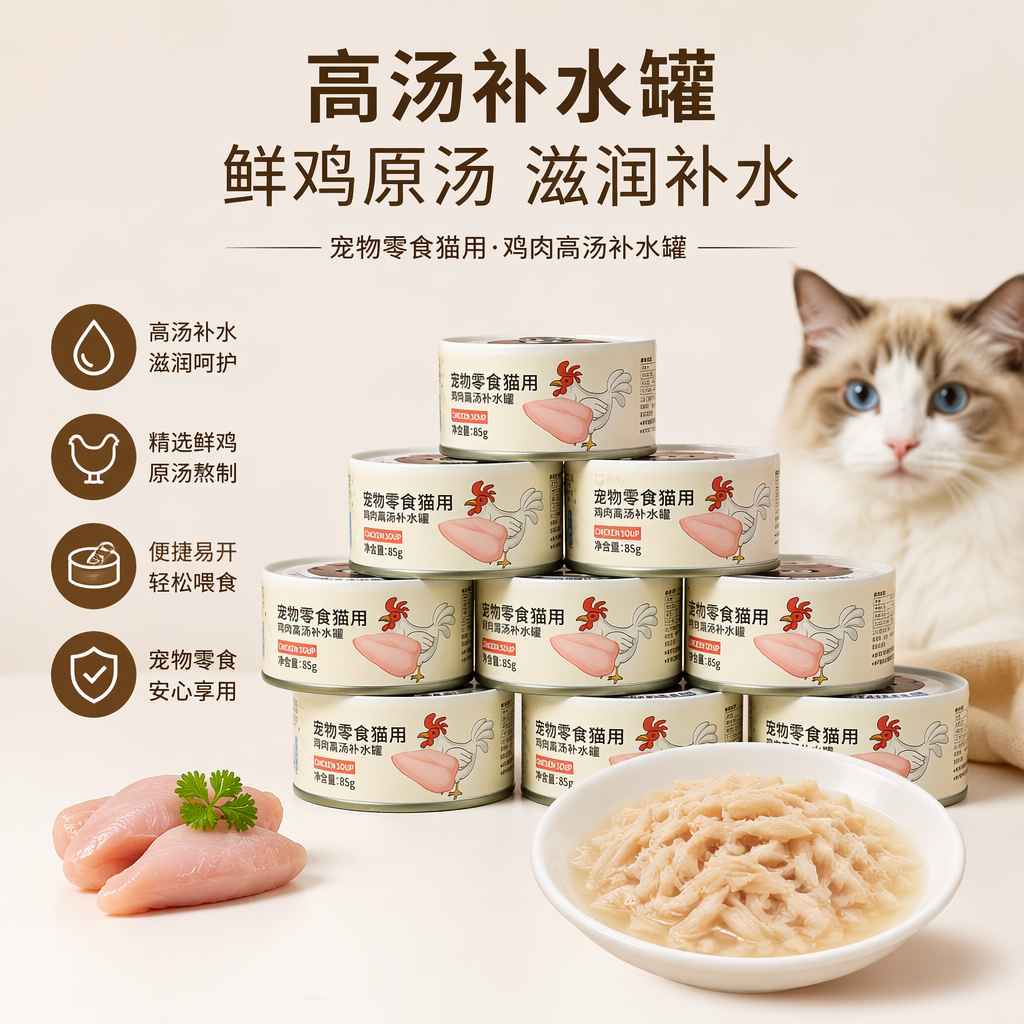 白色猫罐头堆叠装营养均衡幼猫成猫通用湿粮