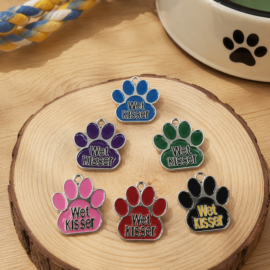 Wet Kisser colored claw print pendant, six-color metal tag: blue, purple, green, pink, black, pure sand gold details Picture
