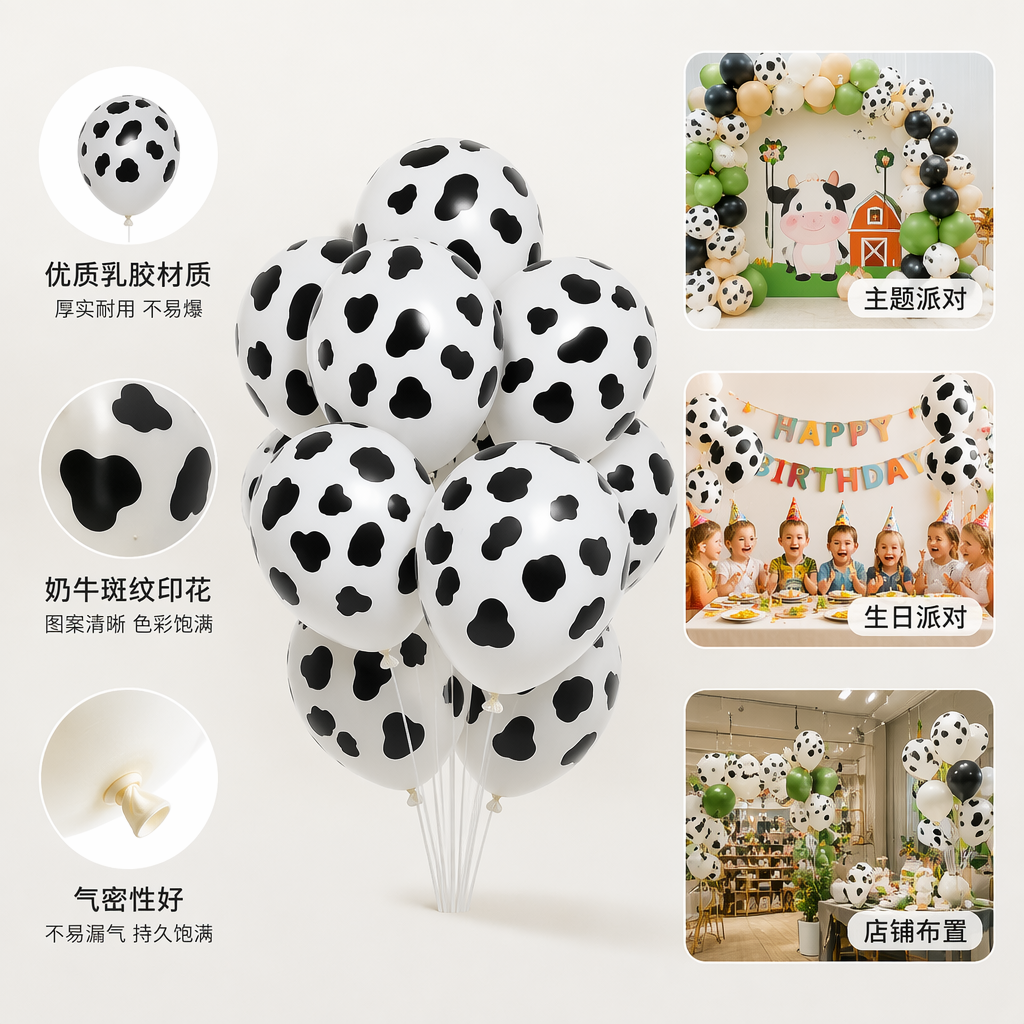 白色带黑斑点气球包装套装 婚庆派对装饰用品