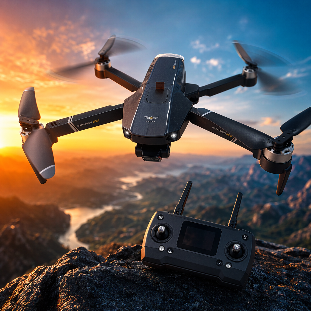 Black drone and remote control 4K high-definition aerial photography stabilizer foldable portable smart remote control Specification image