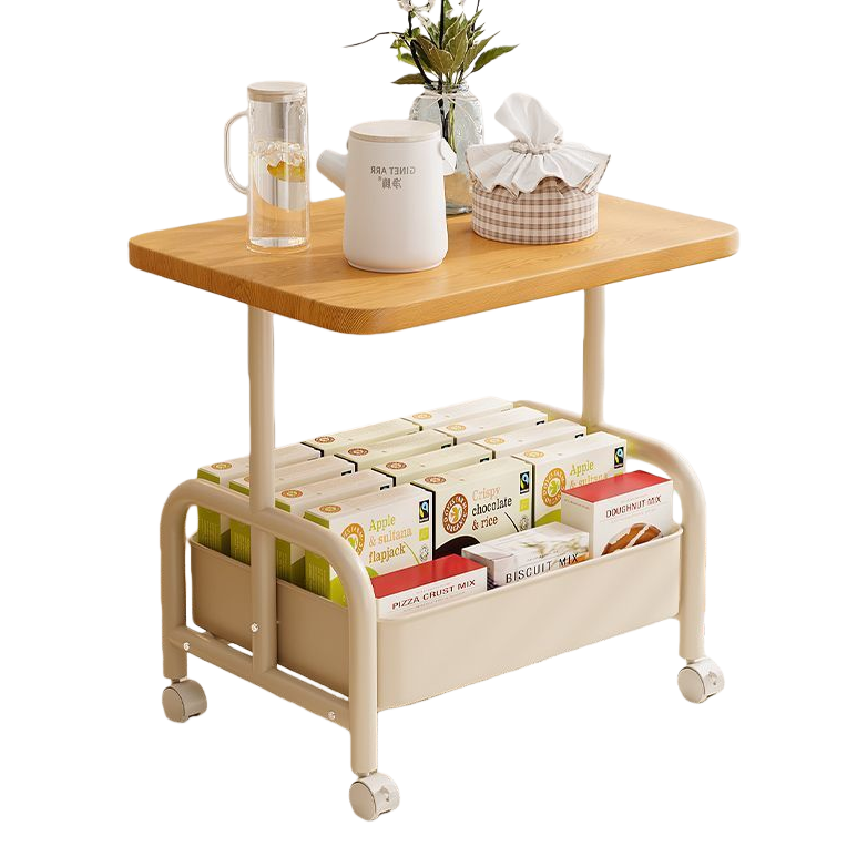 Wooden desktop wheeled storage rack, movable storage rack, simple Nordic style Item Picture