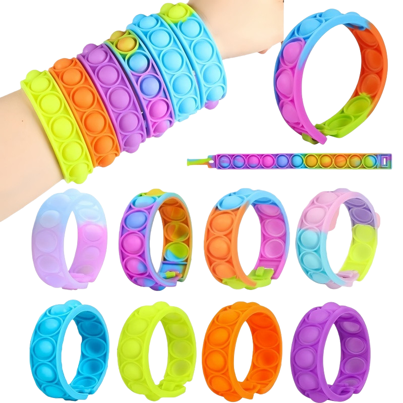 Colorful bubble bracelet, children's fun luminous adjustable silicone bracelet Item Picture
