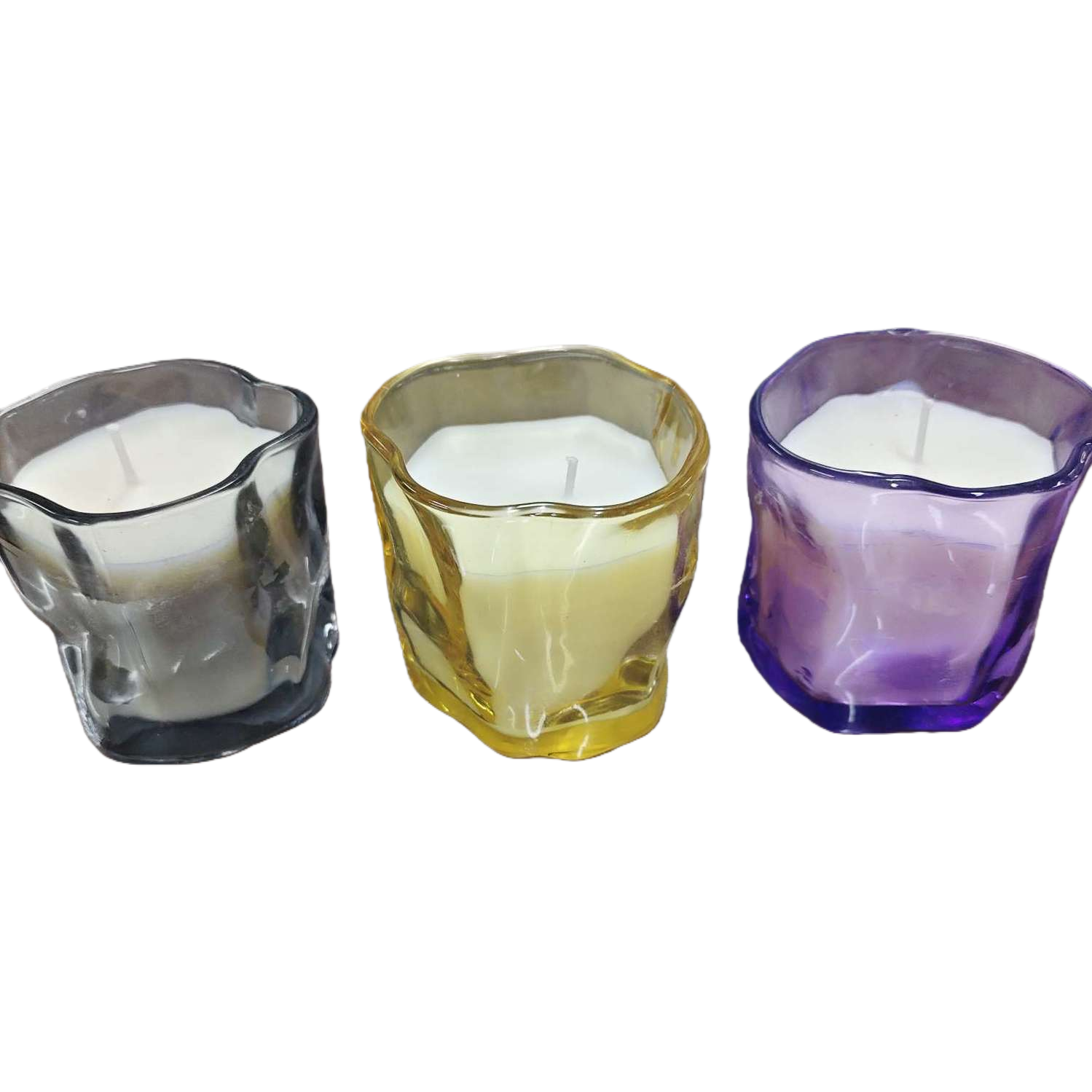 Colored glass candlesticks paired with smokeless candles for living room and bedroom decoration Item Picture