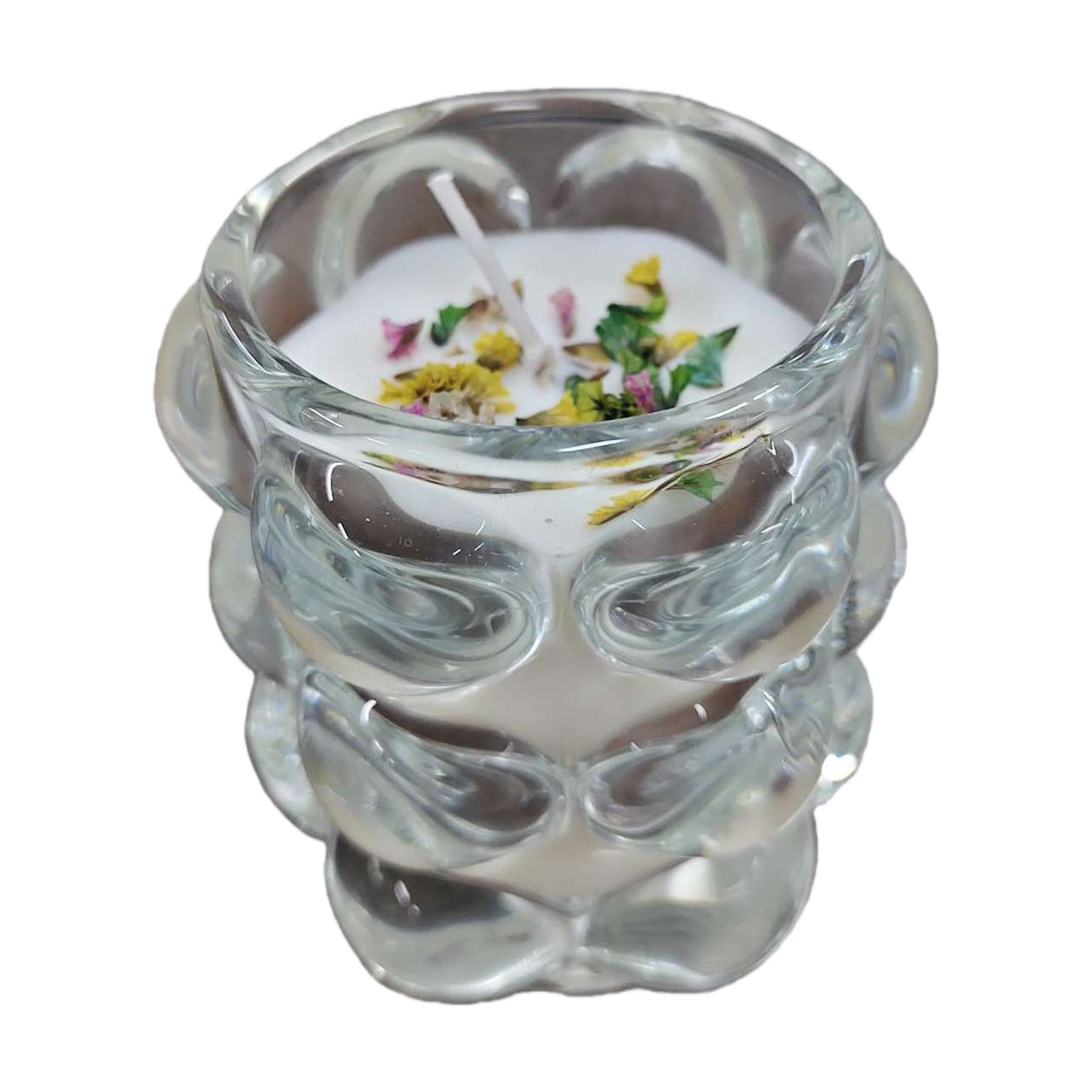 A simple Nordic-style home decoration with a transparent glass candlestick and candle set Item Picture