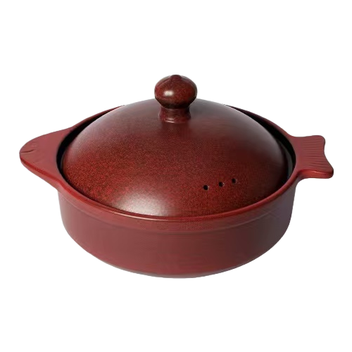 Red earthenware pot with lid, household stewing clay pot, high-temperature resistant ceramic pot Item Picture