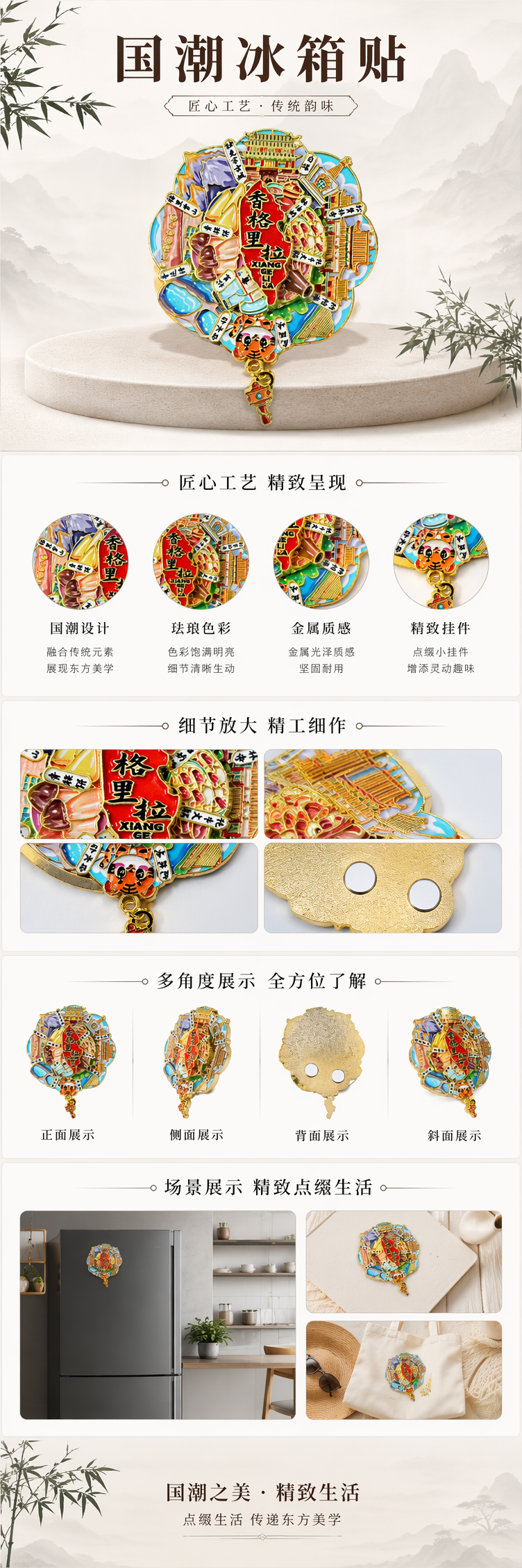 国潮香格里拉地图造型金属冰箱贴 pic 1