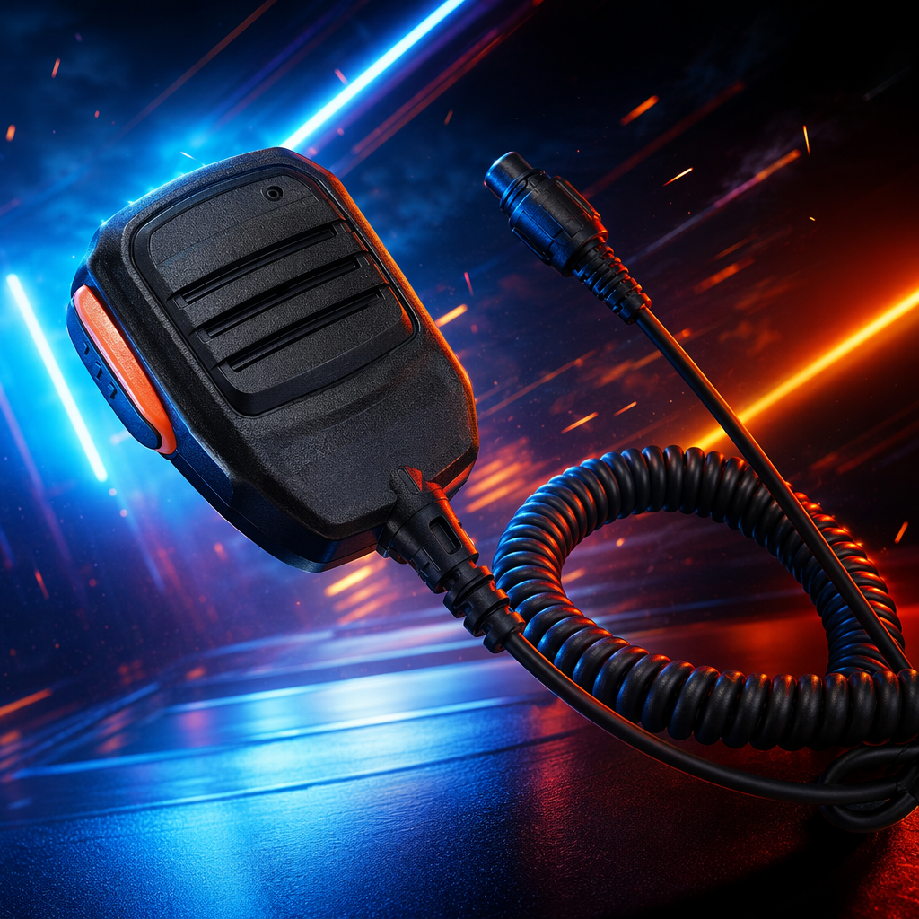 Multi-pin circular snap-on digital walkie-talkie microphone, black spiral line microphone, professional recording, live streaming, karaoke, high-sensitivity cardioid pointing Specification image