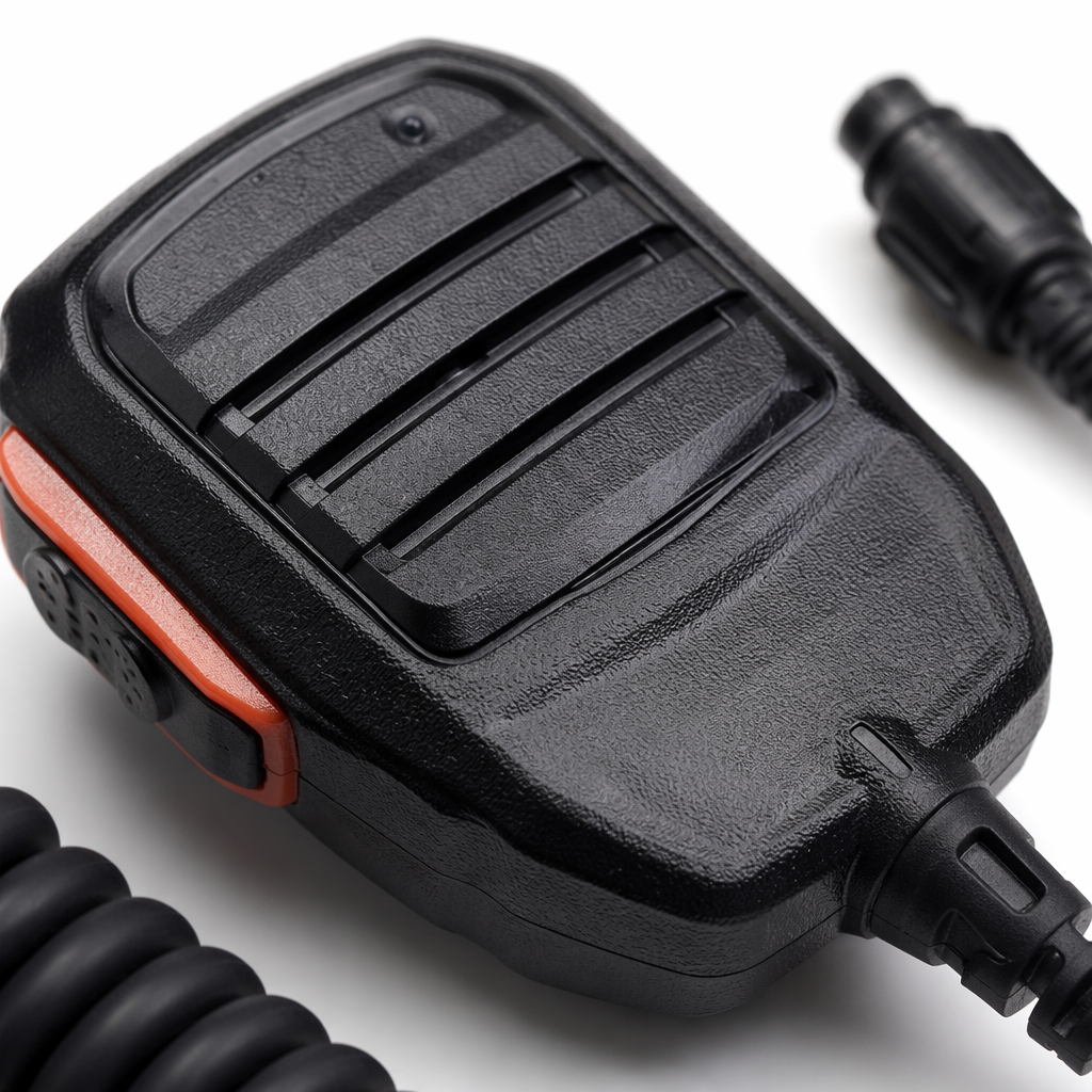Multi-pin circular snap-on digital walkie-talkie microphone, black spiral line microphone, professional recording, live streaming, karaoke, high-sensitivity cardioid pointing Application Scenario