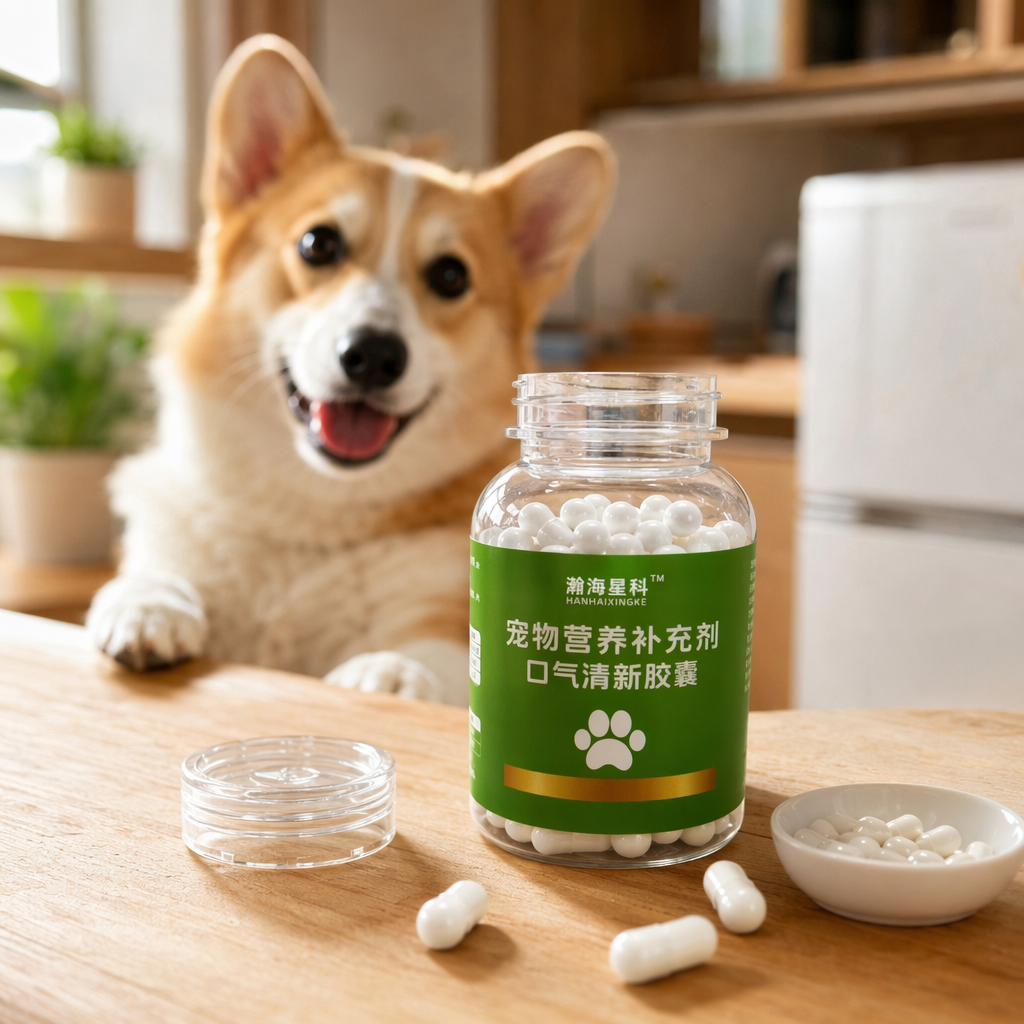 Hanhai Xingke Transparent Bottle Pet Nutritional Supplement Breath Freshening Capsules 40 Capsules details Picture