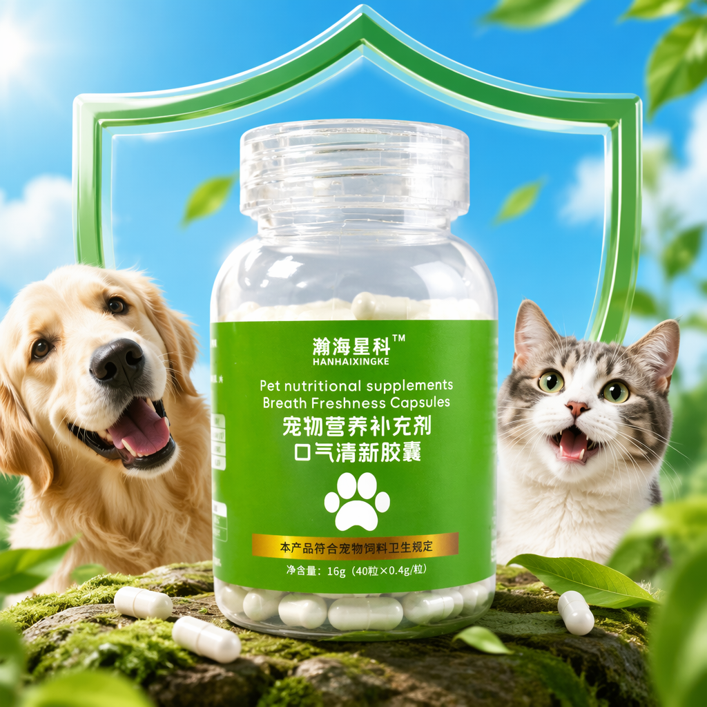 Hanhai Xingke Transparent Bottle Pet Nutritional Supplement Breath Freshening Capsules 40 Capsules Specification image