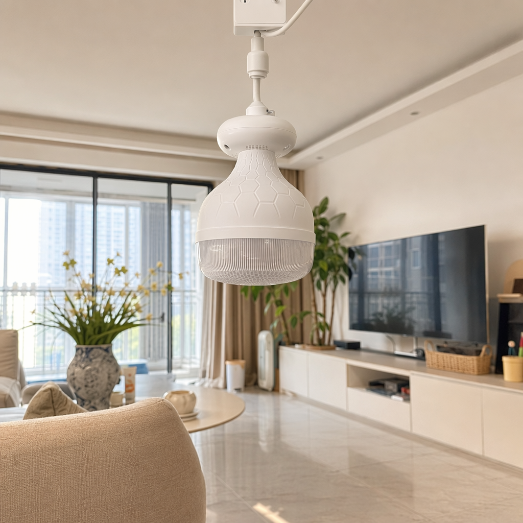 The white honeycomb-patterned decorative bulb is suitable for Nordic-style home lighting details Picture