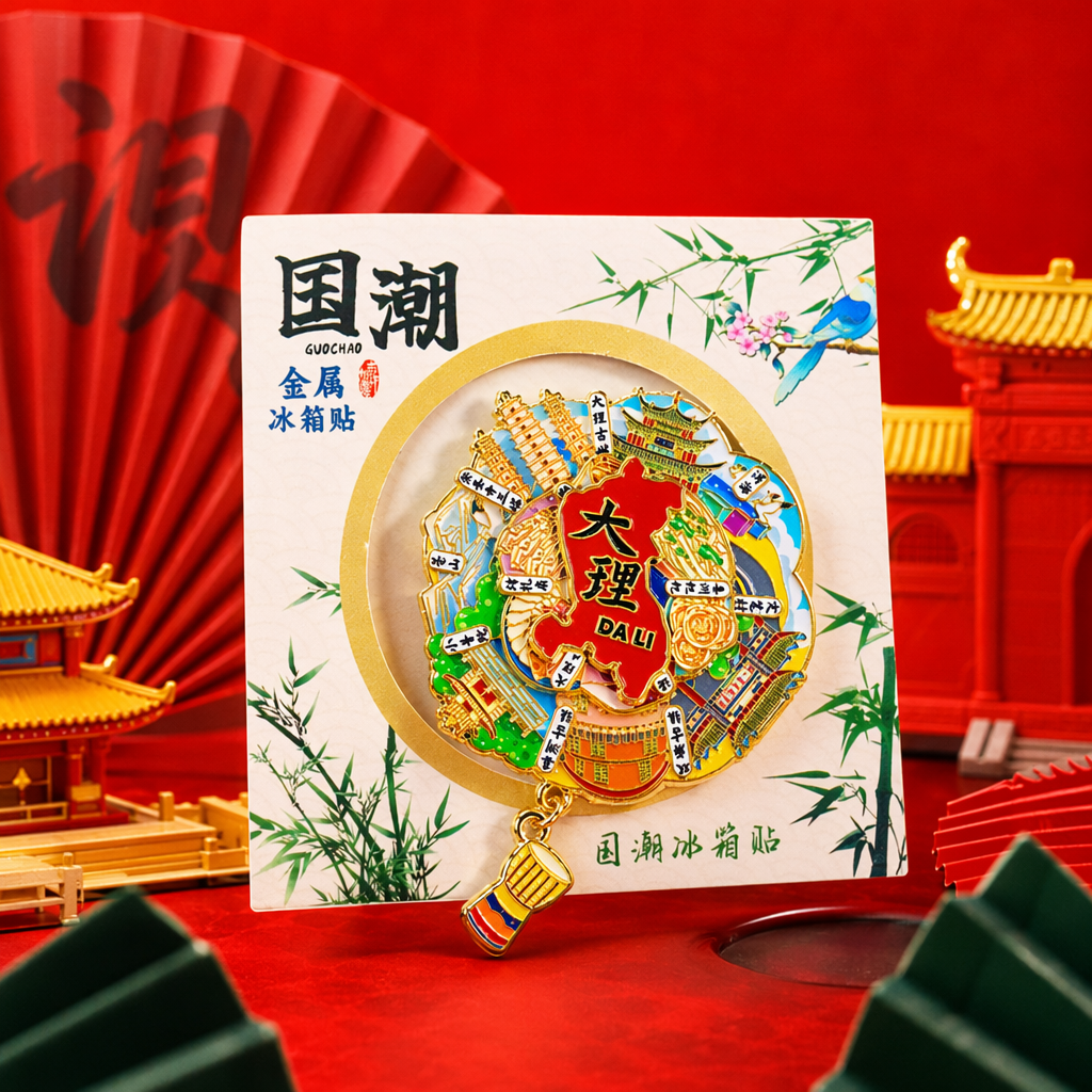 国潮大理彩色金属蝴蝶布贴自粘墙贴墙裙墙壁冰箱贴 pic 4