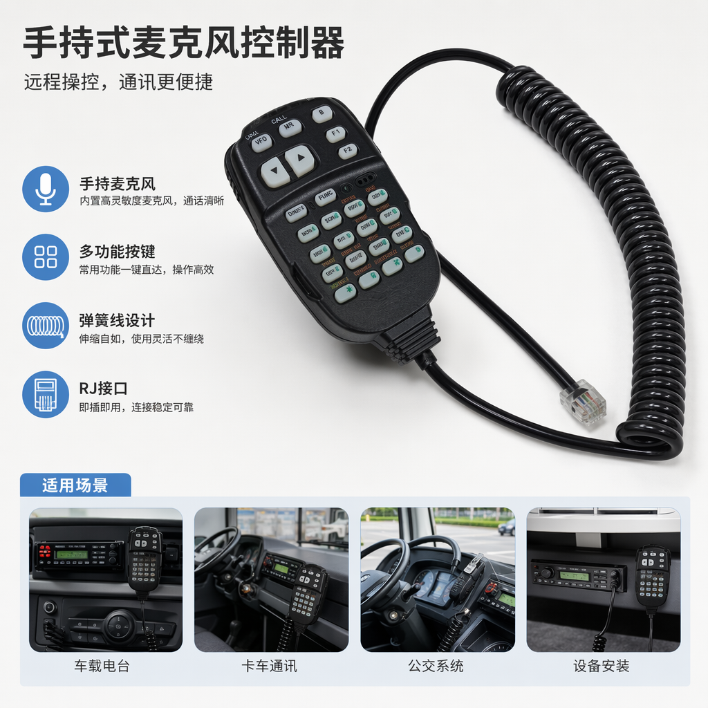 The Aikemu HM-133V handheld microphone black spiral line remote control is a wireless intelligent universal type that is compatible with a variety of household appliances
