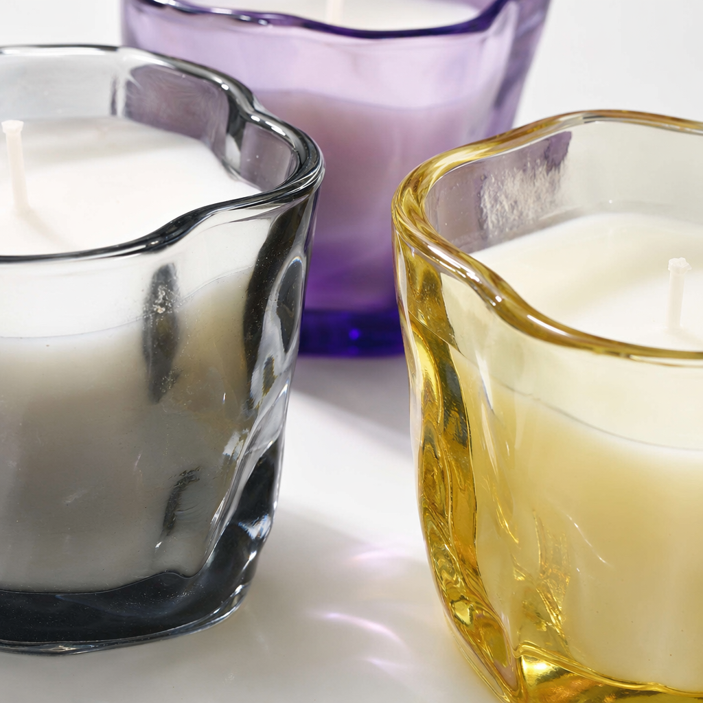 Colored glass candlesticks paired with smokeless candles for living room and bedroom decoration Application Scenario