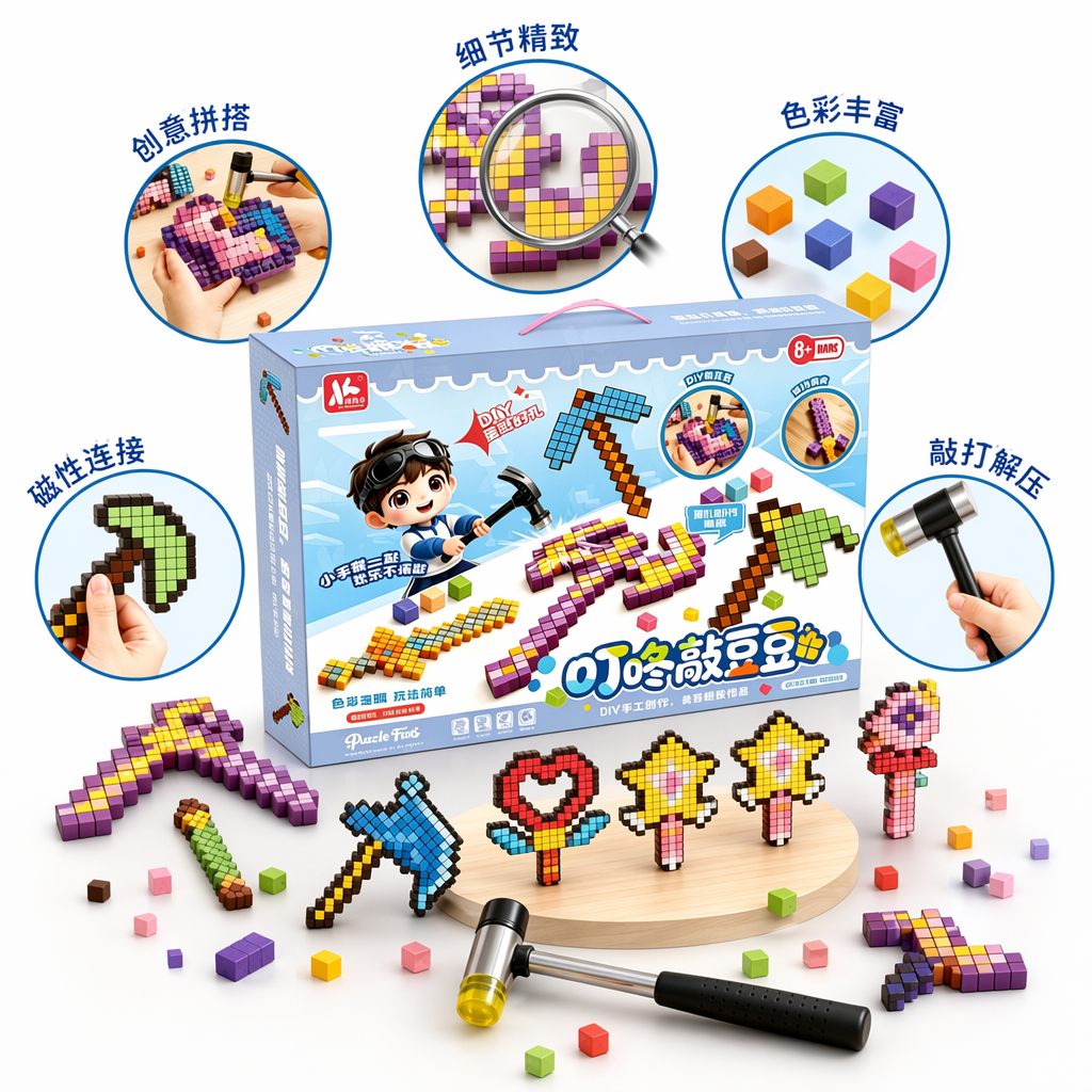 彩色积木玩具套装 儿童益智拼插积木 多色组合大颗粒安全无毒
