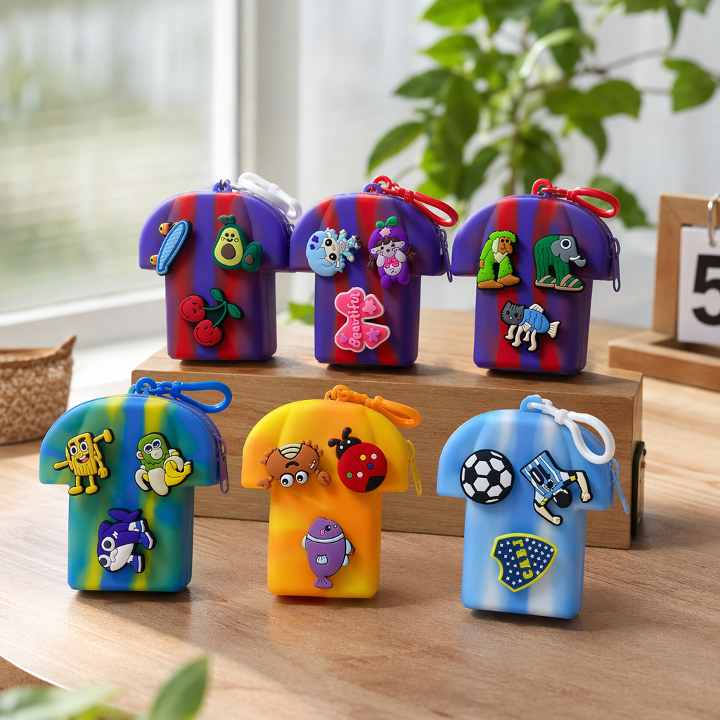 Colorful cartoon-shaped coin purse for girls, cute, small and portable storage wallet details Picture