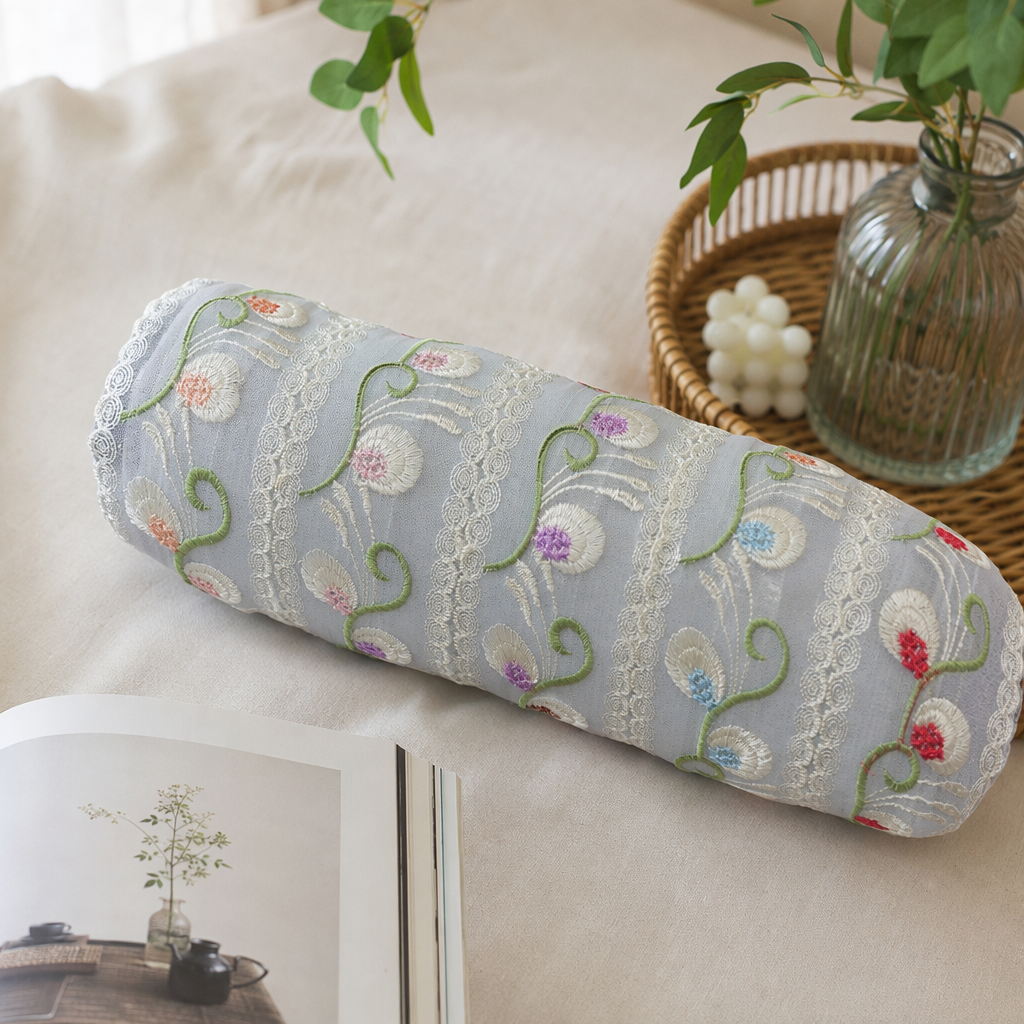 Grey embroidered lace fabric roll home decoration DIY fabric, 30 centimeters wide details Picture