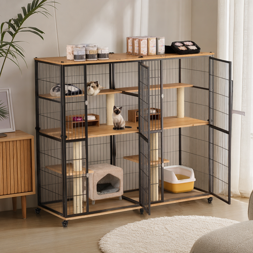 Black metal multi-layer cat activity cage details Picture